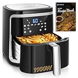 Aigostar Cube - Heißluftfritteuse 7L XXL, Airfryer 1900W, 7 Programmen, Warmhalten, 20 Rezepte, ohne Öl, für 6-10 Personen, Air Fryer mit Digitalem LED-Touchscreen, Schwarz