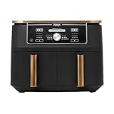 Ninja Foodi MAX Dual Zone Heißluftfritteuse, 9,5L Airfryer, 2 Fächer, mit Zange, Antihaftbeschichtung, spülmaschinenfeste Körbe, 6-in-1, Amazon Exklusiv, Kupfer/Schwarz, AF400EUCP