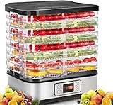 COOCHEER Dörrautomat Dehydrator Dörrapparat mit Temperaturregelung, 8 Etagen abnehmbare Dörrgerät, Temperaturregelung 35-70℃ für Fleisch, Fleisch, Früchte, Gemüse und Nüsse, 400W, BPA-frei