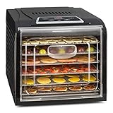 Klarstein Dörrautomat, Dörrgerät, Food Dehydrator, Dörrautomat aus Metall, Dehydrator Food Dryer, 6 Ablagen, 500 Watt, Touch-Display, Timer, Edelstahlheizelement, HotAir Circulation System, Schwarz