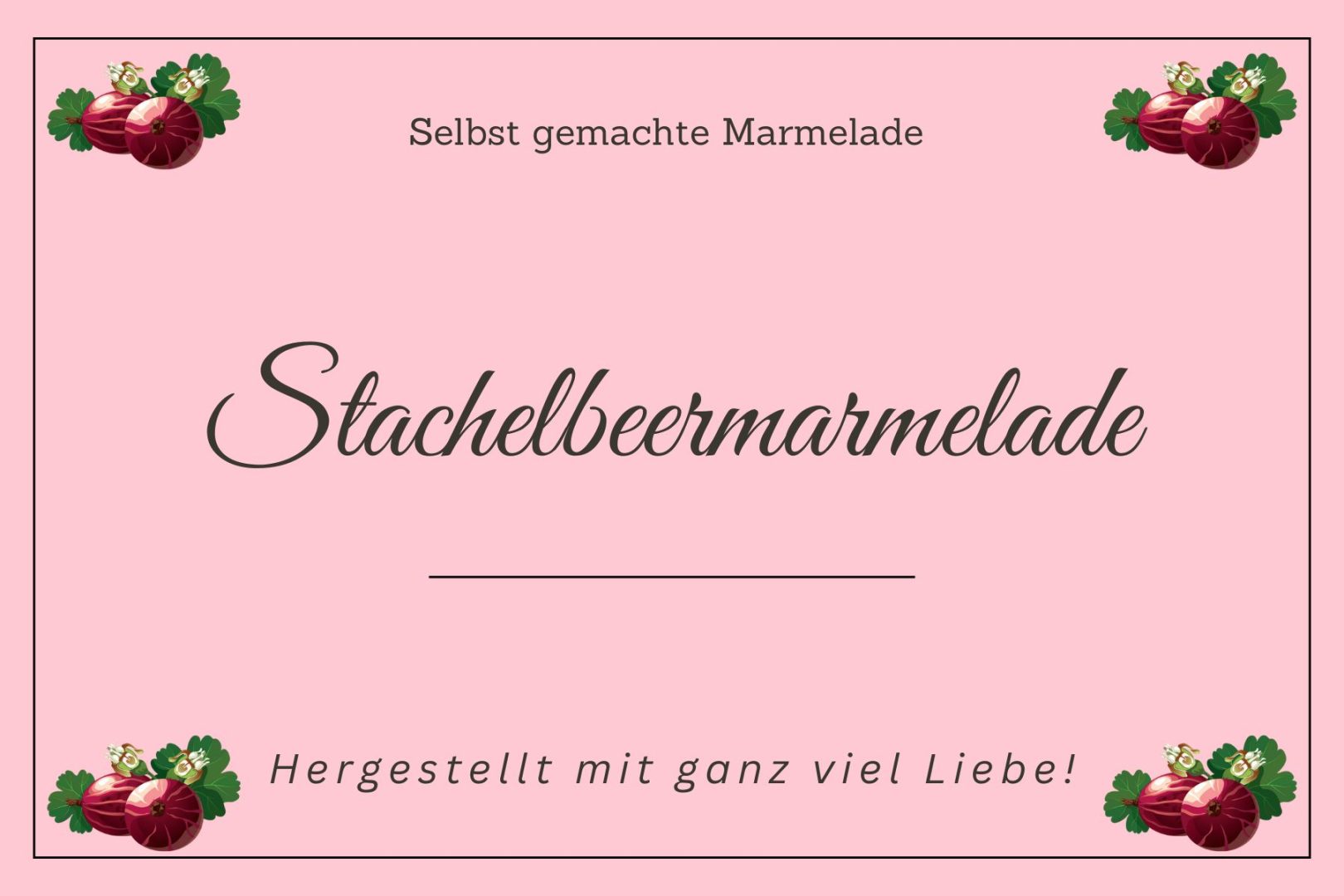 Etiketten für Marmeladengläser – Stachelbeermarmelade mit roten Stachelbeeren