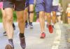 Carboloading Beine von Marathonläufern