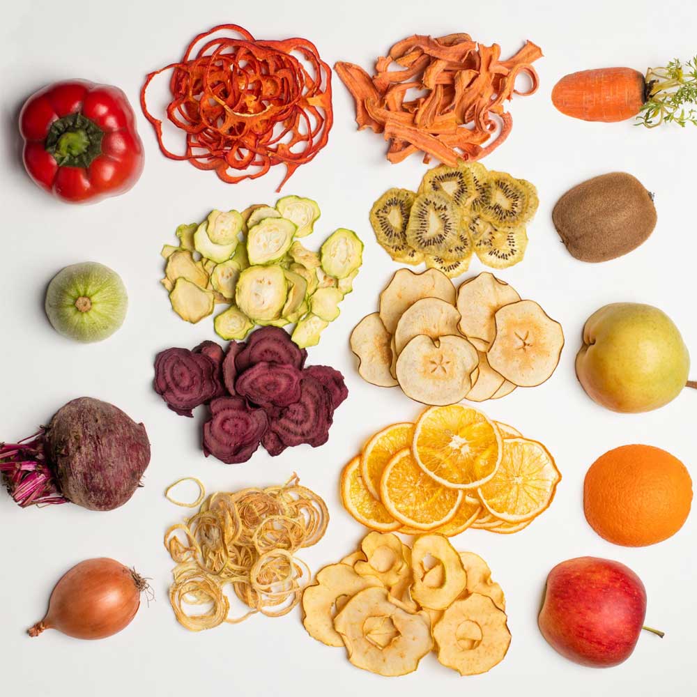 Dörren – verschiedene getrocknete Obst- und Gemüsesorten