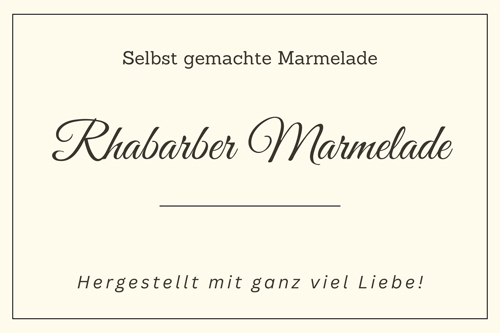Etiketten für Marmeladengläser – Rhabarber Marmelade