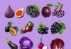 Blaues und violettes Obst und Gemüse Instagram Grafik