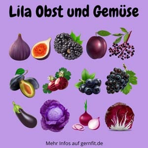Blaues und violettes Obst und Gemüse Instagram Grafik