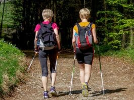 Sport bei Lungenkrankheiten: Zwei Frauen beim Nordic Walking